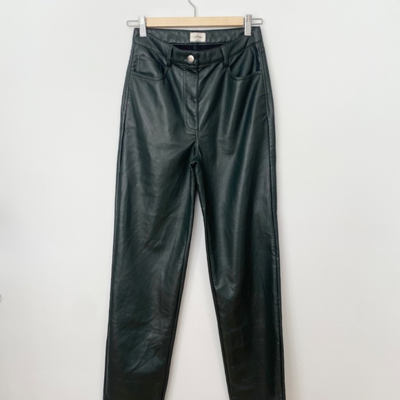SOLD-Wilfred dark green vegan leather pants - Picture 2 of 7